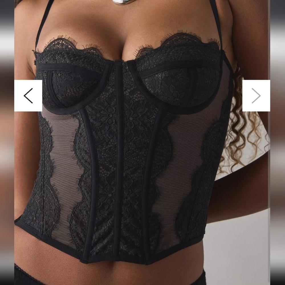 Out From Under Black Lace Corset Size S